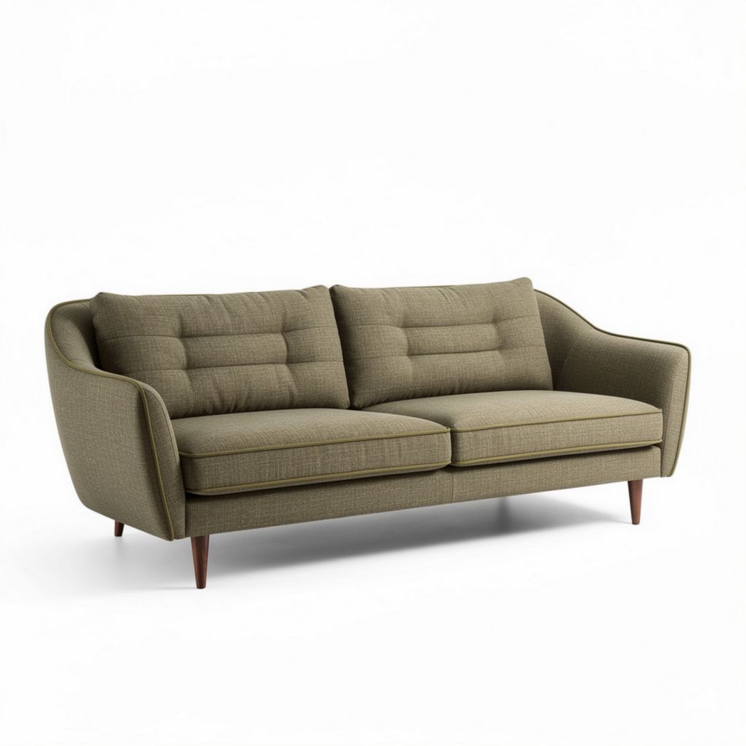 Canapés en tissu vert olive avec pieds en bois dimensions 180 x 85 x 75cm