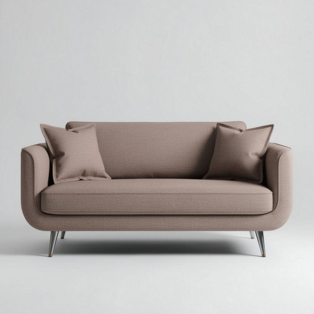 Canapé deux places en polyester rose 200 x 90 x 80cm avec coussins décoratifs