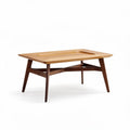 Table basse en bois de noyer avec plateau en bambou 100 x 60 x 45cm