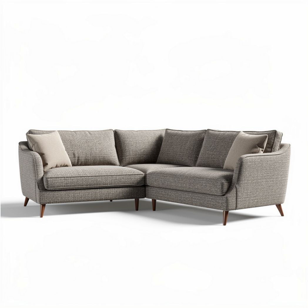Canapé d'angle en tissu gris 200 x 90 x 85cm avec coussins intégrés