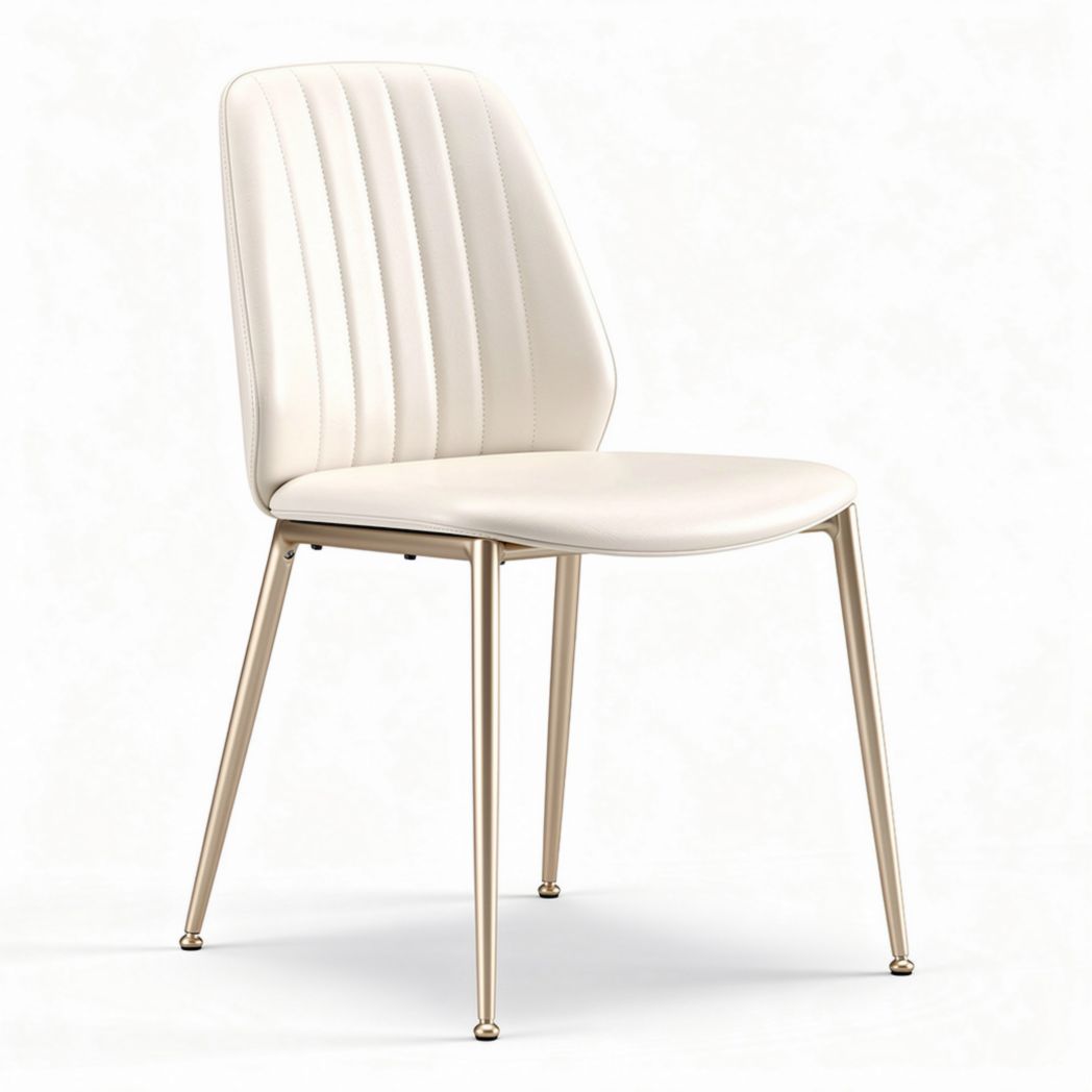 Chaise moderne en simili cuir blanc avec pieds en métal doré 45 x 50 x 85cm