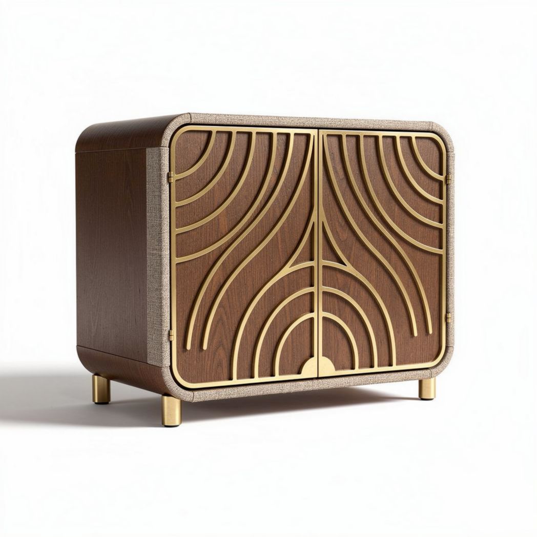 Buffet en bois avec décor en métal doré dimensions 80 x 40 x 70cm