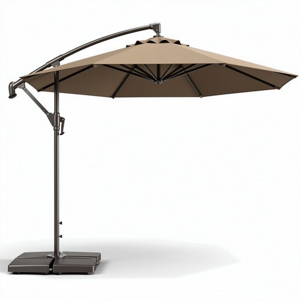 Parasol déporté en aluminium avec toile beige dimensions 300 x 300 x 250cm