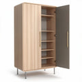 Armoire en bois avec portes en mélaminé gris et étagères intérieures de 200 x 100 x 250 cm