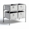Étagère de rangement en métal avec 4 paniers en tissu gris 60 x 30 x 70cm