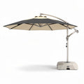 Parasol déporté en aluminium avec base en béton et toile beige 300 x 300 x 250cm