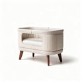 Berceau en cuir synthétique beige avec pieds en bois 70 x 45 x 55cm