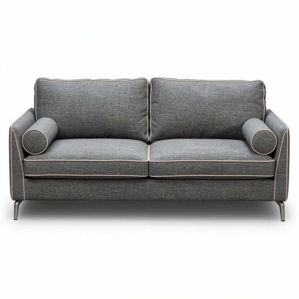 Canapé moderne en tissu gris avec coussins lombaires dimensions 180 x 90 x 85cm