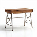Bureau en bois avec deux tiroirs et structure en métal 120 x 60 x 75cm