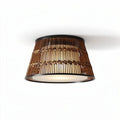 Lampe de plafond en bois tressé diamètre 30 cm hauteur 15 cm finition marron