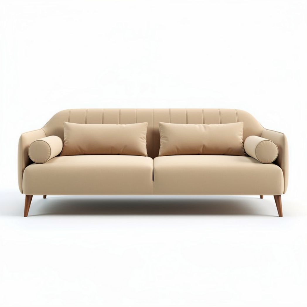 Canapé beige avec coussins beige en mousse dimensions 180 x 85 x 75cm